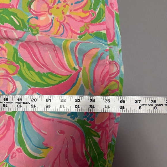 Lilly Pulitzer Silk Blouse S Floral Safari Pink Green Print Peasant Top FLAW - Picture 11 of 12